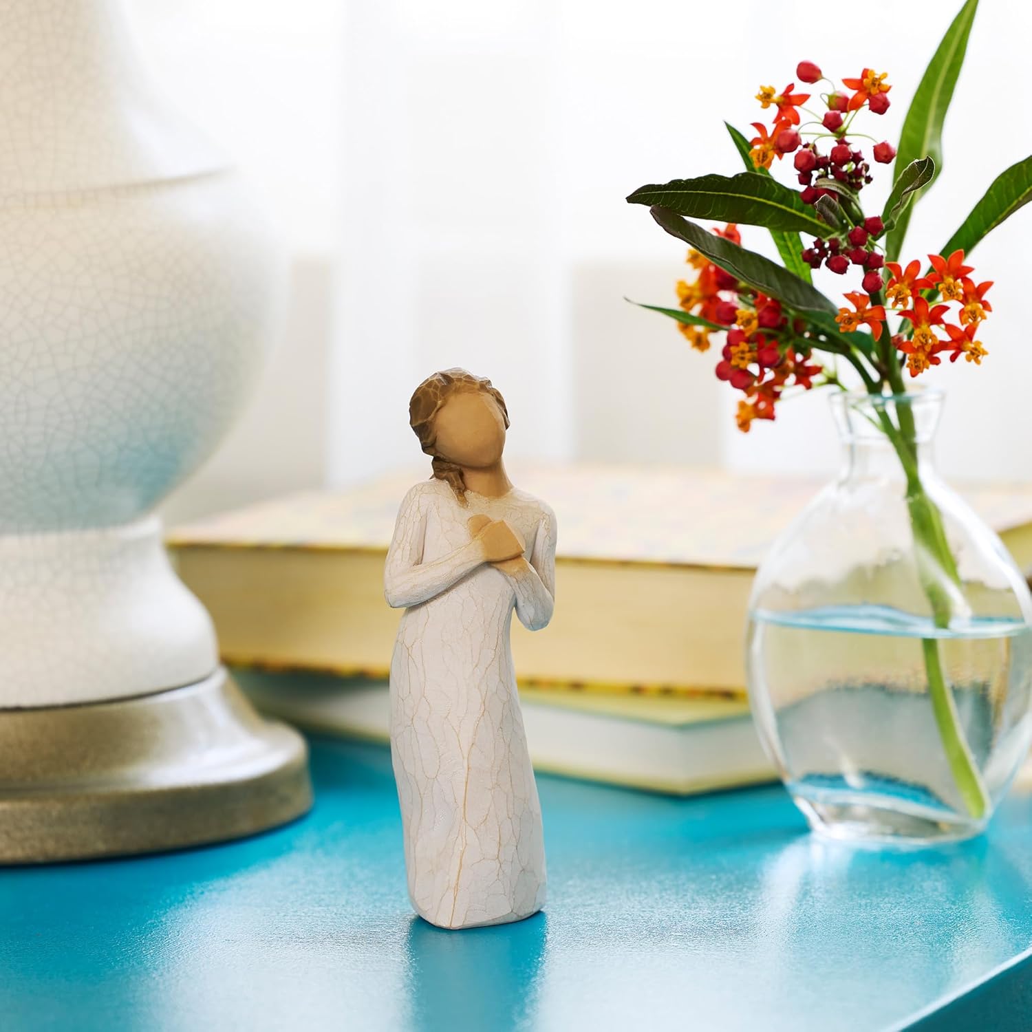 Willow Tree Here for You, “Know That You are Loved”, an Empathetic Gesture, Encouragement, Bereavement, Remembrance, A Gift of Support and Quiet Understanding, Sculpted Hand-Painted Figure