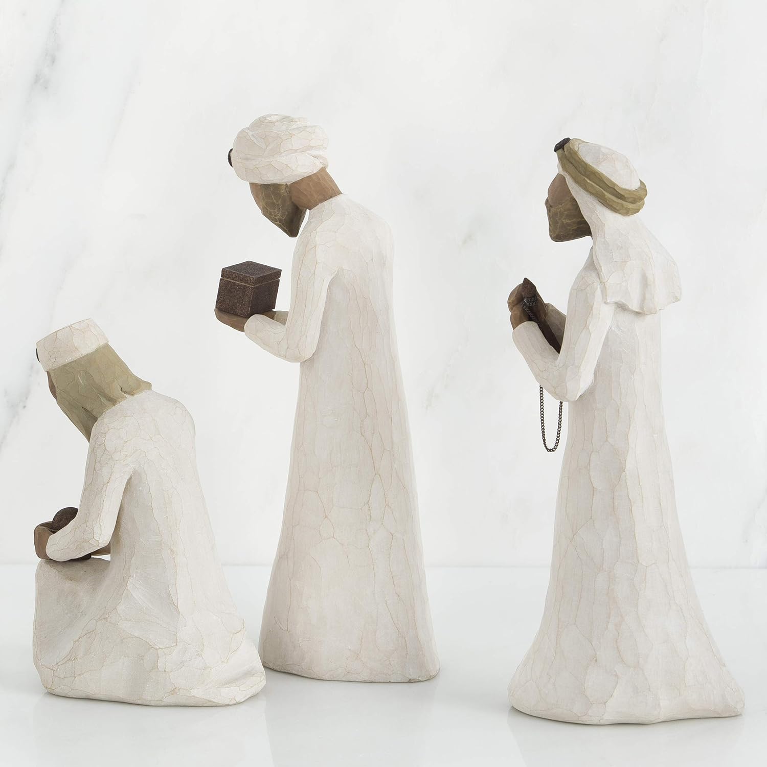 Willow Tree The Three Wisemen, Follow a Star to Find the Light of the World, Set of Walking, Bowing, Kneeling Figures Carrying Gifts for Holy Family, Sculpted Hand-Painted Figures for Classic Nativity